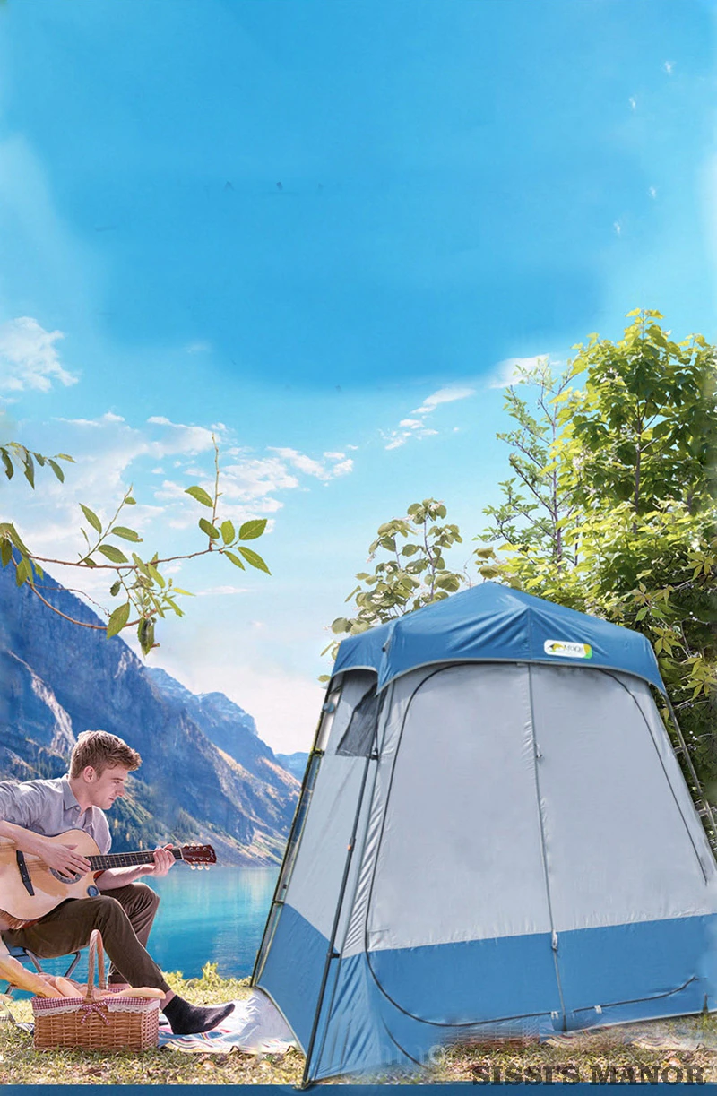Cheap Goat Tents 2Rooms 2Persons Multipurpose Hydraulic Automatic Changing Tent Large Size Strong Shower Toilet Dressing Outdoor Movable WC   